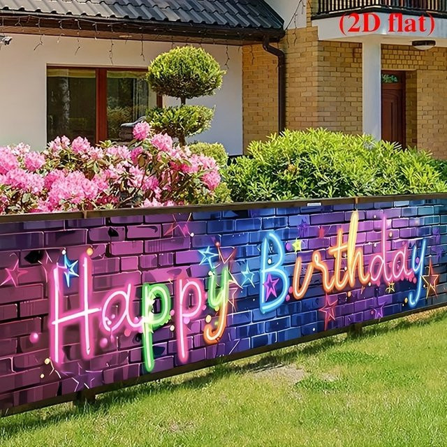 VIKAMA Neon Geburtstagsparty-Hängebanner in Mehrfarbig mit Buchstaben, Rechteckig - Bild 1