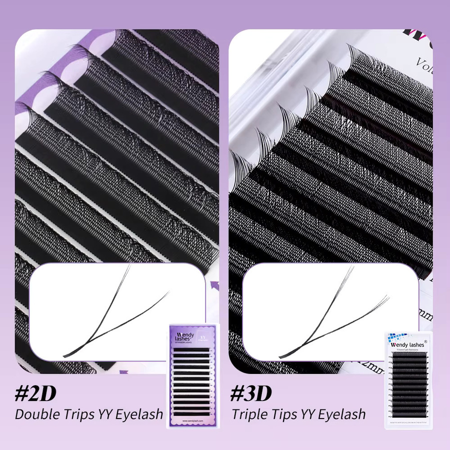 Wendy Lashes Wimpernverlängerung 2D/3D YY-Form, Schwarz Braun, C/D-Locken - Bild 2