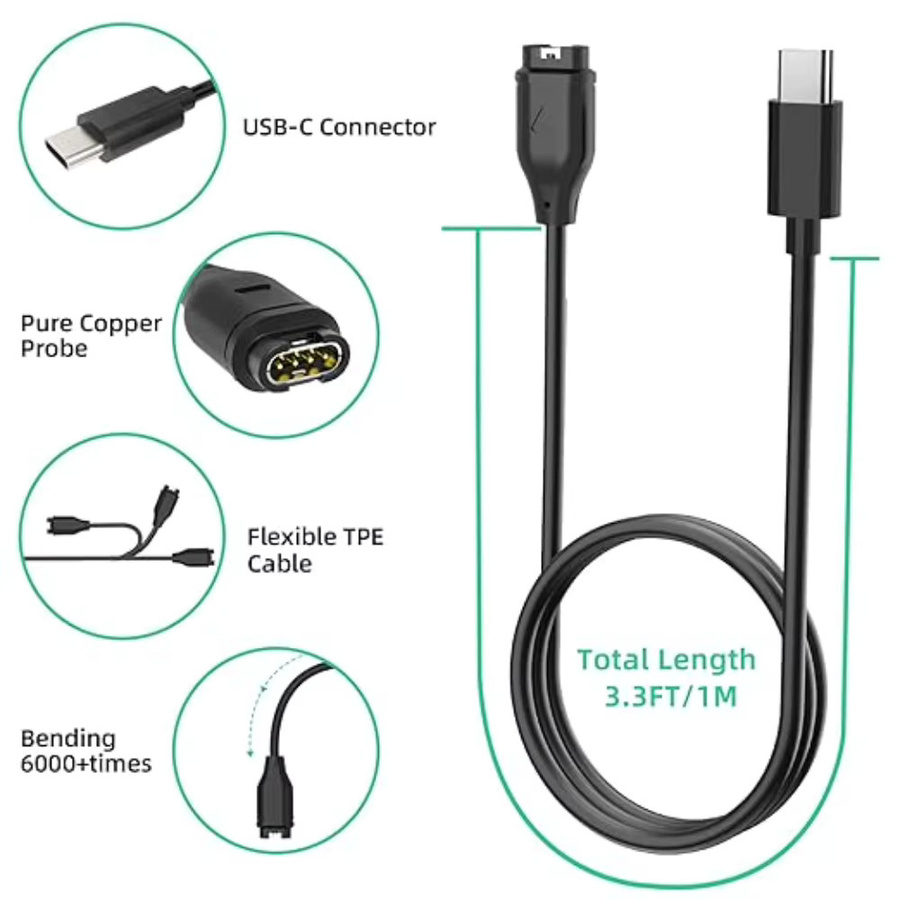 Garmin Uhrenladekabel USB-C, Schwarz, Unisex - Bild 2