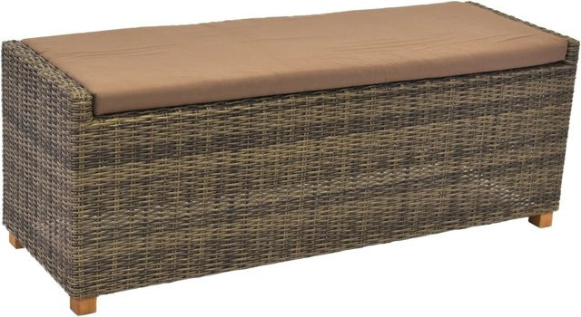 Merxx Gartenbank Toskana aus Akazienholz in Braun mit Kunststoffgeflecht B/T/H: 45 x 45 x 42 cm - Bild 1
