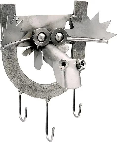 Hinz & Kunst Schlüsselbrett Elch aus Metall in Silber, B/H: 16 x 20 cm - Bild 1