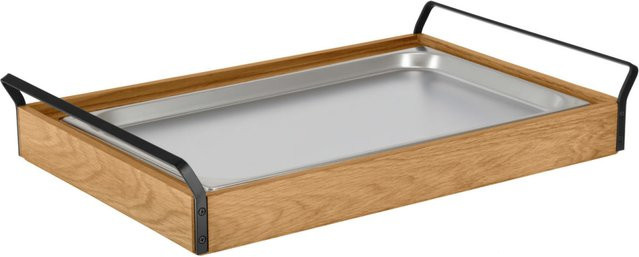 VEGA Buffet-Kühltablett Esino niedrig GN 1/1 aus Edelstahl in Eiche, Schwarz und Edelstahl, B/T/H: 38,6 x 61,9 x 10,9 cm - Bild 1