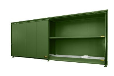 Isolierter Regalcontainer BAUER CEH 81-2 aus Stahl mit Schiebetor in Grün, B/T/H: 840 x 155 x 319 cm - Bild 1