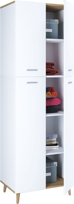 VCM Kleiderschrank Landos aus Holz in Weiß mit 4 Drehtüren und 5 Fächern, H x B x T: 240 x 70 x 39 cm - Bild 2
