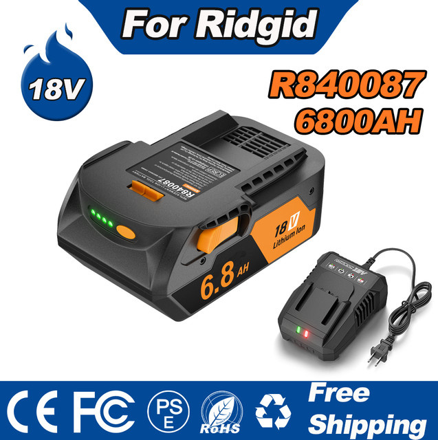 RIDGID 18-V Li-Ionen-Akku mit 6,8 Ah für kabellose Elektrowerkzeuge, Farbe: Schwarz - Bild 1