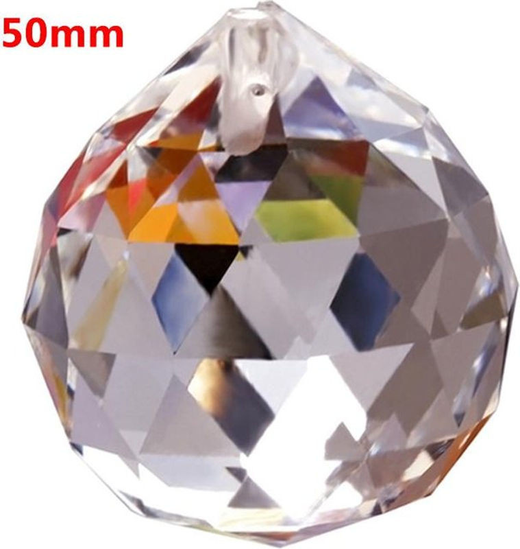 Facettierter Feng Shui Kristall Sonnenfänger aus K9 Kristall in klar und transparent als hängende Kugel mit 50mm Durchmesser - Bild 1