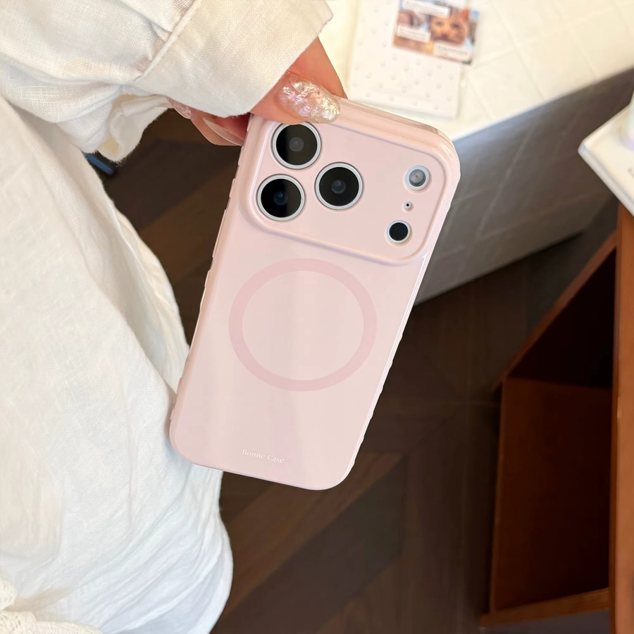 Glänzende Schutzhülle für Apple iPhone 17 16 15 14 13 Pro Max in Pink mit vergoldetem Stern-Magnethalter - Bild 1