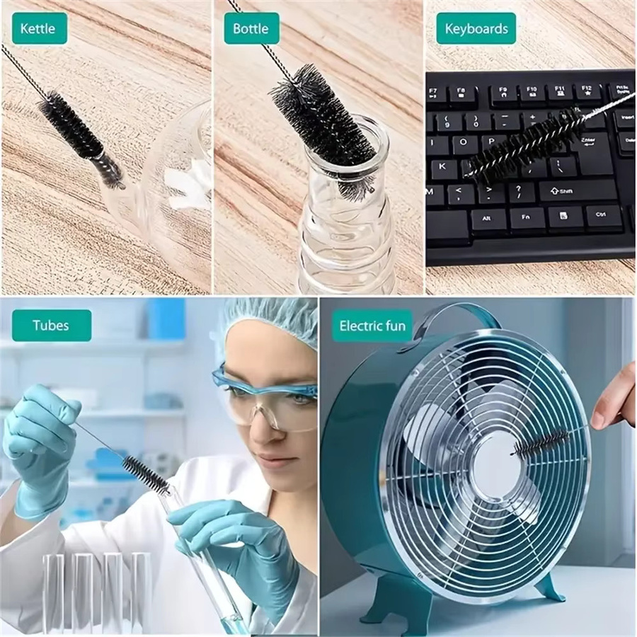 10 Stück multifunktionale Flaschenreinigungsbürsten in Schwarz zur Reinigung von Trinkhalmen und Flaschen mit schmalem Hals - Bild 4