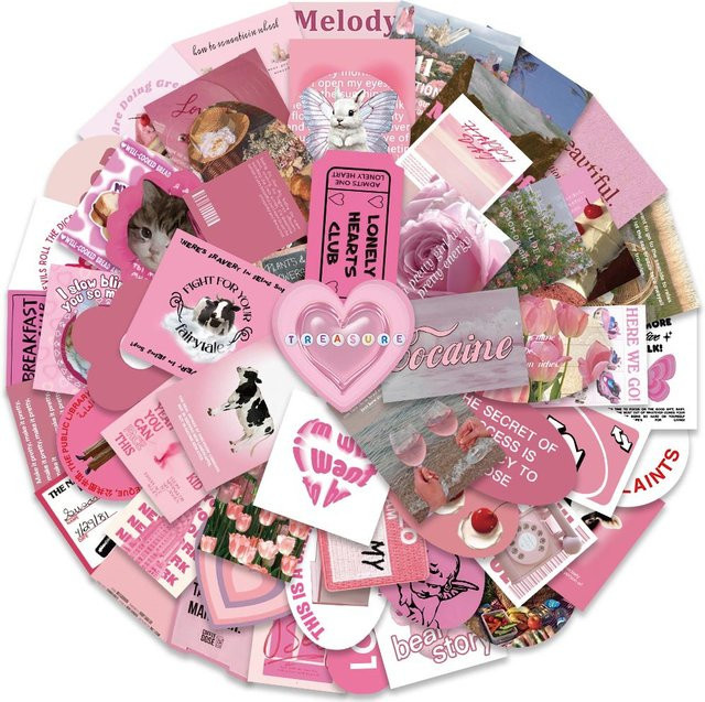 56 Stück Cartoon-Blumenmädchen Graffiti Aufkleber in Rosa für Laptop, Handyhülle und Notizbuch von Golden Memory Stickers Store - Bild 1