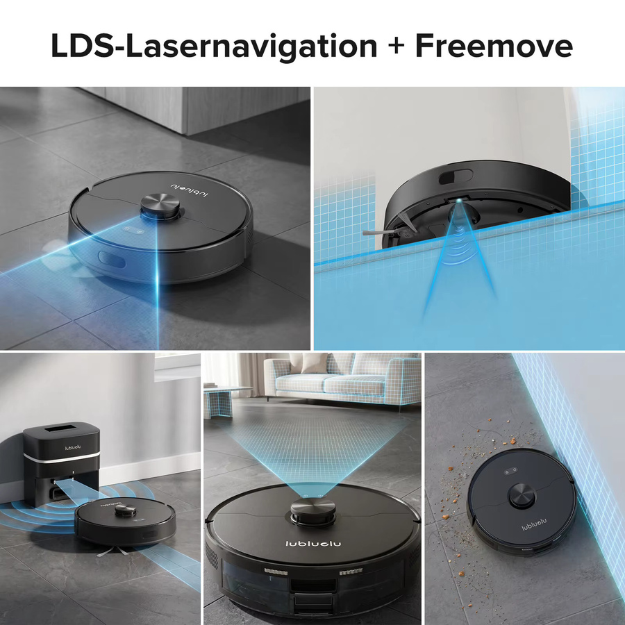 Lubluelu L50Max Saug- und Wischroboter in Schwarz mit 7000Pa Saugkraft und Anti-Tangle-Technologie für Boden und Teppich - Bild 5
