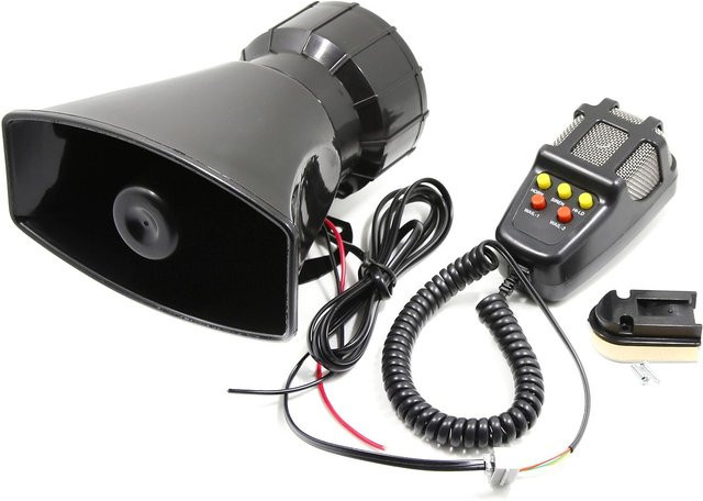 Neoglint Auto-Megaphon mit 5-Ton-Alarmhorn, 12 V, 110 dB Lautsprecher für Krankenwagen und Polizei, Schwarz - Bild 1