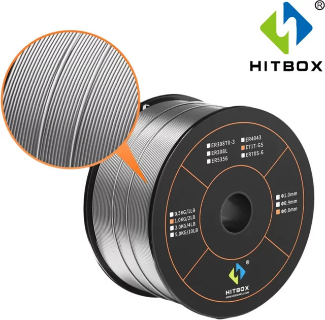 HITBOX E71T-GS Flussmittelfülldraht 0,8 mm, 1 kg für gasloses MIG-Schweißen in allen Positionen - Bild 1