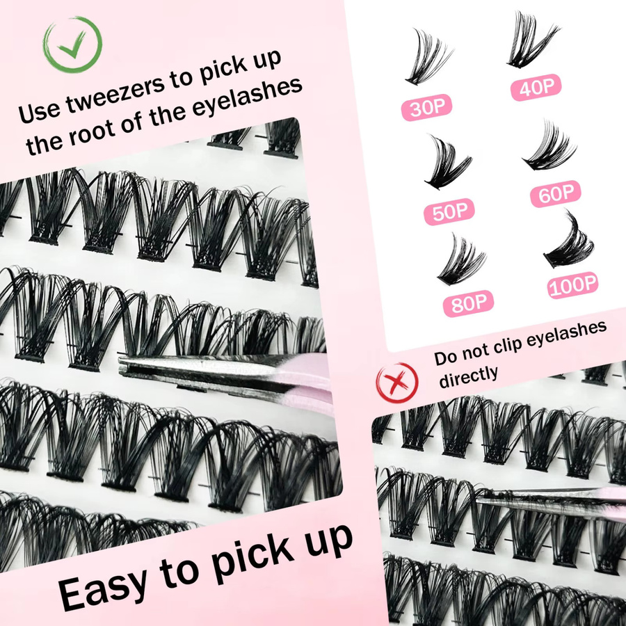 JIEFUXIN DIY Cluster-Wimpern, Black, Unisex, Gemischte Dichte und Länge - Bild 4