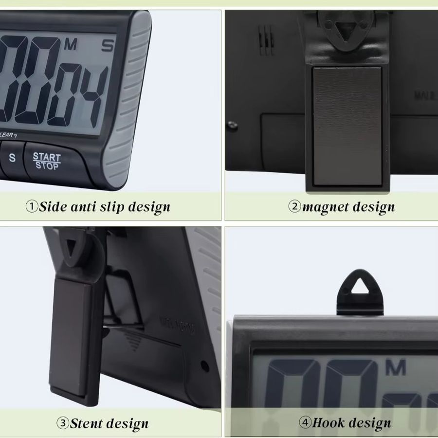 Magnetischer digitaler Küchentimer von FEB.WIND in Schwarz mit lautem Alarm für Küche, Studium und Arbeit - Bild 2