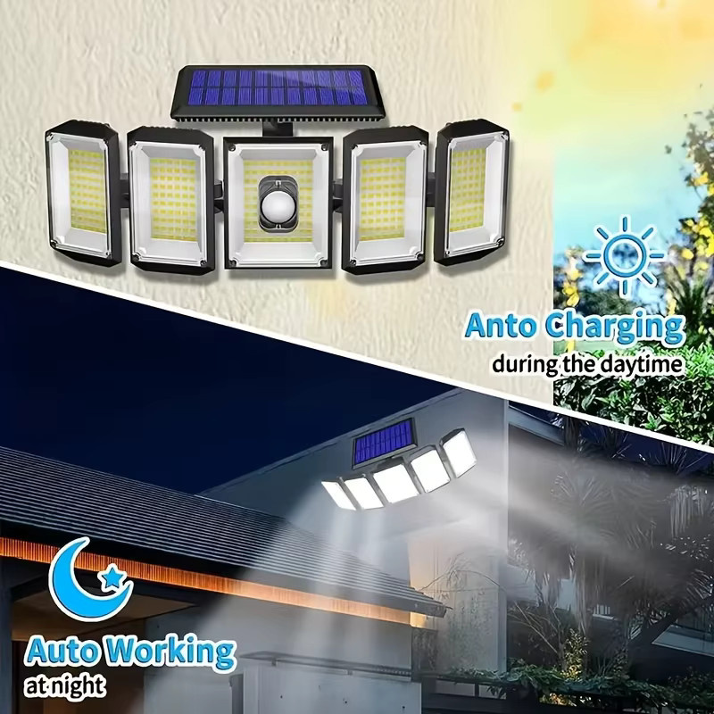 nexillumi Solar-Außenleuchte mit 300 LED, Schwarz, IP65 wasserdichte LED-Flutlichtleuchte mit Bewegungssensor und Fernbedienung für Garten und Terrasse - Bild 4