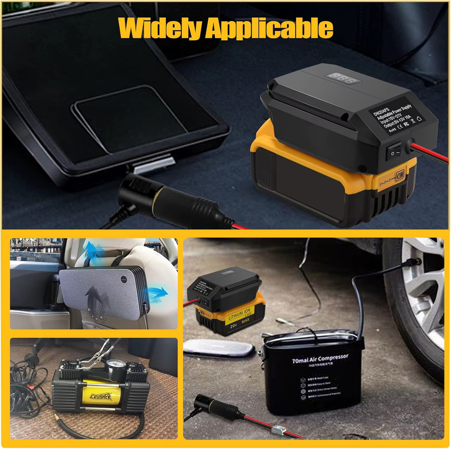 Power Wheel Adapter 18V auf 12V Step-Down-Konverter für Makita, Dewalt, Milwaukee und Bosch Akkus mit Zigarettenanzünder-Adapter in Schwarz - Bild 6