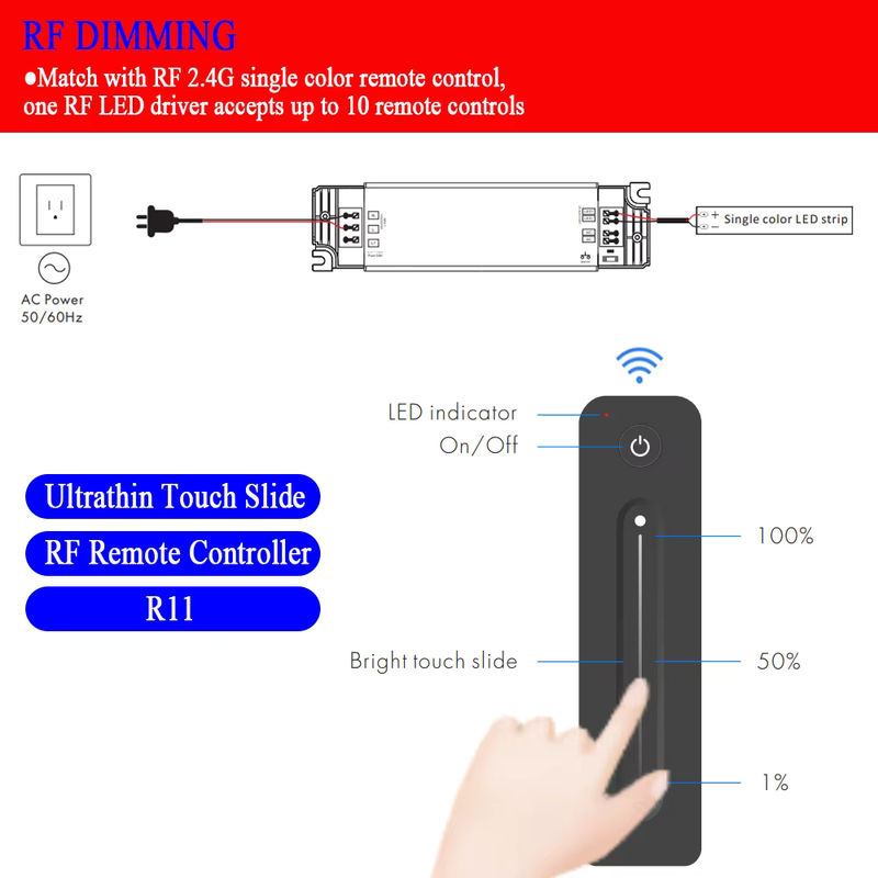 CENFAYA LED-Treiber 40 W mit kabelloser RF-Fernbedienung, dimmbarer Dimmer-Transformator für DC 12 V und 24 V, Push-Dim Netzteil - Bild 4