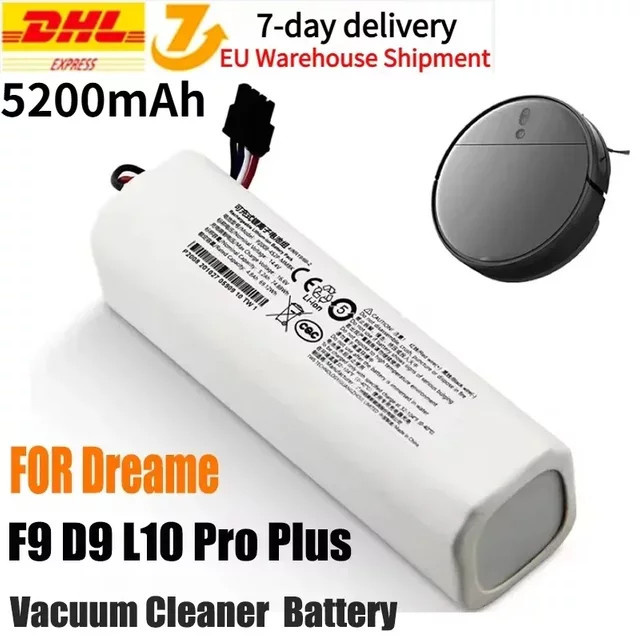 Original Dreame Ersatzakku für Roboter-Staubsauger D9 F9 L10 L10 Pro, 5200 mAh Lithium-Ionen-Akku, Weiß - Bild 1