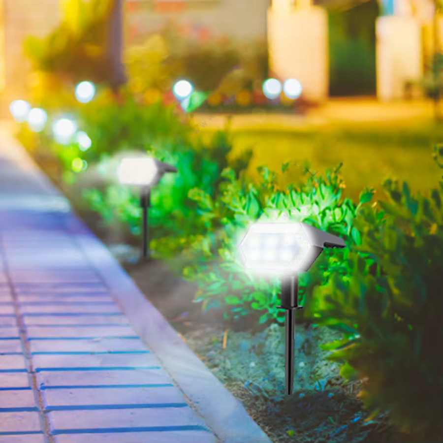 Solar-LED-Außenstrahler Set in Schwarz mit 108 LEDs, IP65 wasserdichte Wandleuchte mit Dämmerungssensor für Garten, Terrasse und Hof - Bild 6