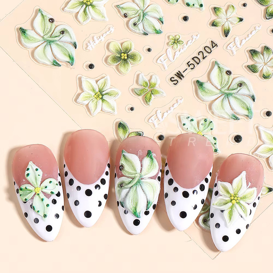 SWEET TREND Nagelaufkleber, 5D geprägte Blumen, frühlingsgrün, Damen - Bild 2