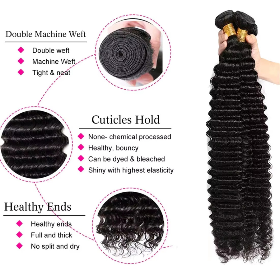 Happy Monday Brasilianische Deep Curly Bundles, 3-teilig, Echthaar - Bild 2