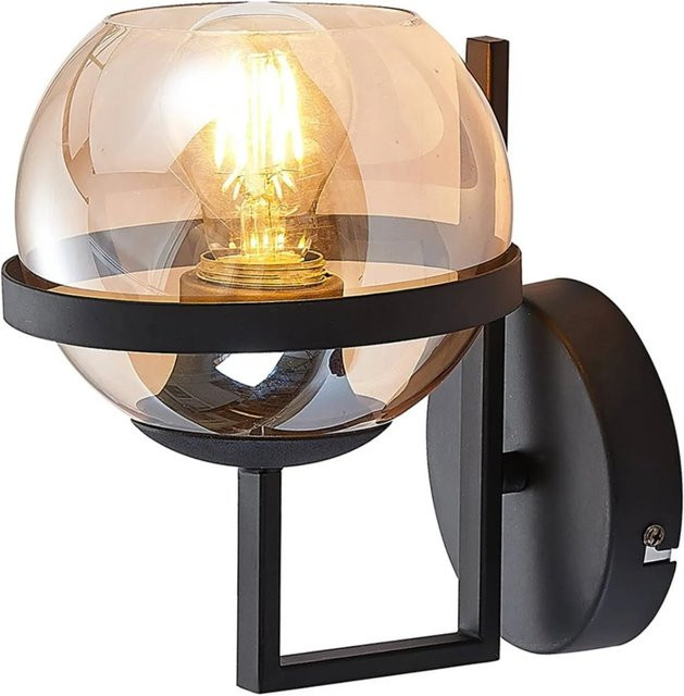 Lindby Wandleuchte Marinka Modern Schwarz aus Metall mit Glaskugel für E27, Höhe: 20,3 cm, Breite: 20,0 cm, Tiefe: 19,7 cm - Bild 1