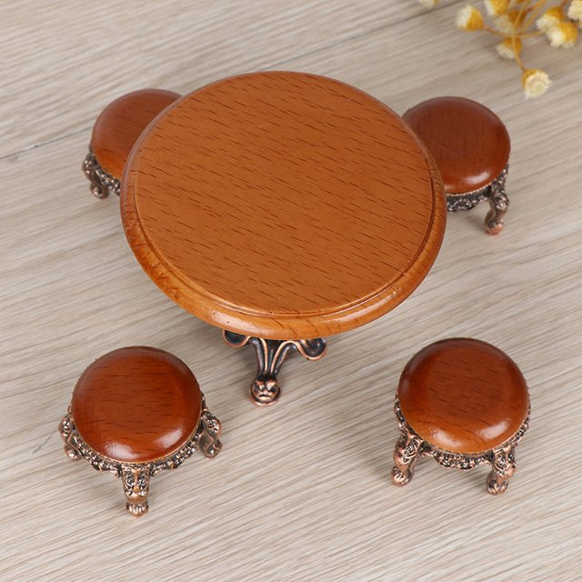 DIAPER&CORED Miniatur Runde Holz Kaffee Hocker Tisch, 1-teiliges Set - Bild 1