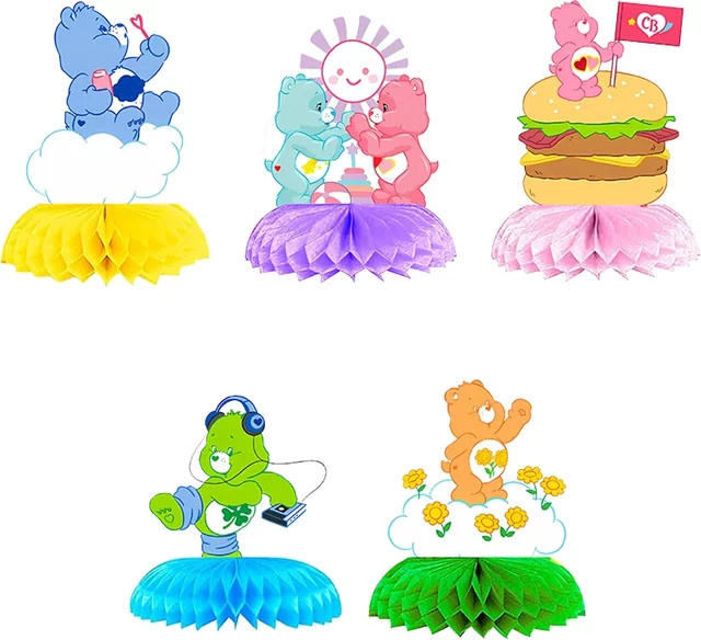 5-teiliges Care Bears Waben-Tischdekorations-Set aus Papier in Mehrfarbig für Kindergeburtstage und Babypartys - Bild 1