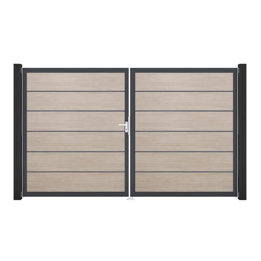 GroJa Tor 2-flügelig Basicline Premium Sheffield Oak Rahmen, Farbe Braun, B: 306 cm, H: 180 cm, DIN Links mit Sichtschutz - Bild 2