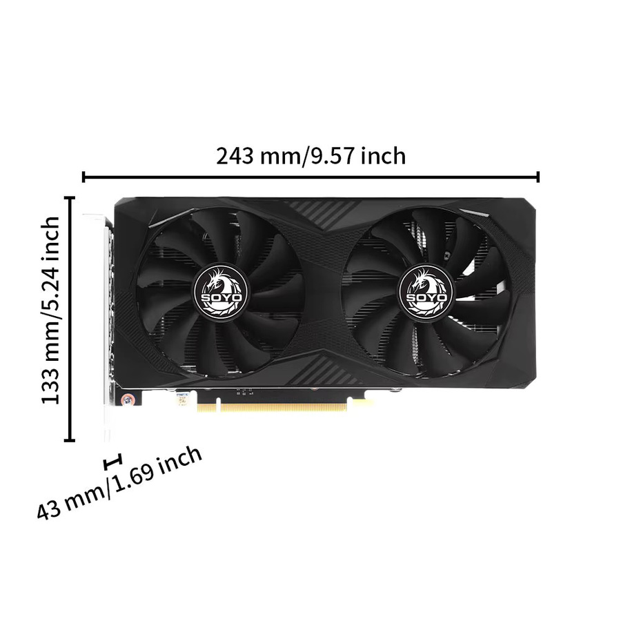 SOYO NVIDIA GeForce RTX 3060Ti Gaming-Grafikkarte, 8 GB GDDR6, 256 Bit, Schwarz - Bild 2