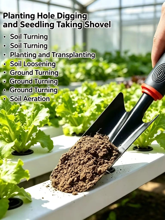Gartenkelle aus Kohlenstoffstahl in Schwarz-Silber mit ergonomischem Griff zum Pflanzen und Umtopfen - Bild 7