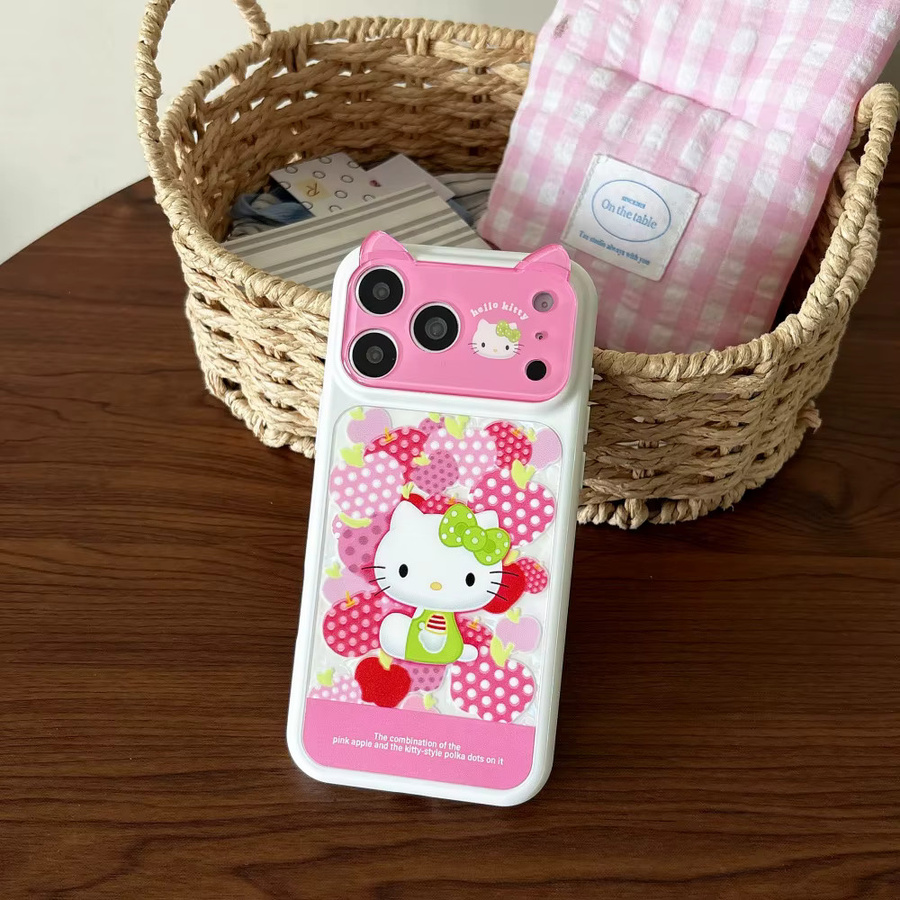 Sanrio Hello Kitty Handyhülle mit Katzenohren und Polka Dot Design in Rosa für iPhone 15 16 17 Pro Max - Bild 2