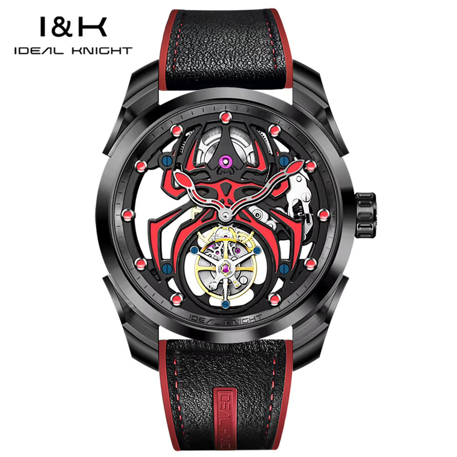 IDEAL KNIGHT Armbanduhr, Handaufzug, Edelstahl, Leder, Schwarz, Herren - Bild 2