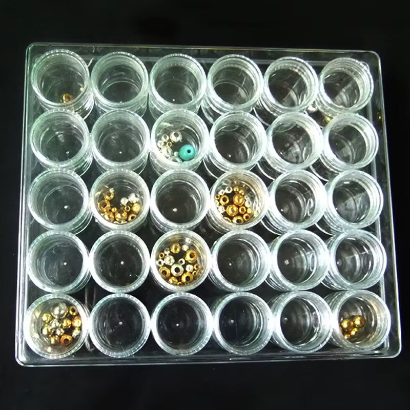 Otmagelu Aufbewahrungsbox mit 30 Fächern aus transparentem Kunststoff für Nail Art, Schmuck und Perlen, B/T/H: 16,2 x 13,5 x 3,5 cm - Bild 2