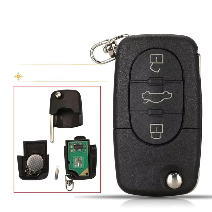 Jingyuqin Flip Remote Key Fob 433MHz ID48 Chip für Volkswagen VW Bora Passat Sitz Skoda in Schwarz - Bild 4