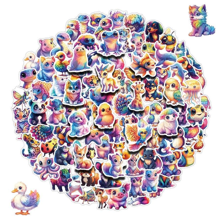 Wasserdichte Regenbogen Tier Doodle Aufkleber in Multicolour für DIY Projekte und Dekoration - Bild 3