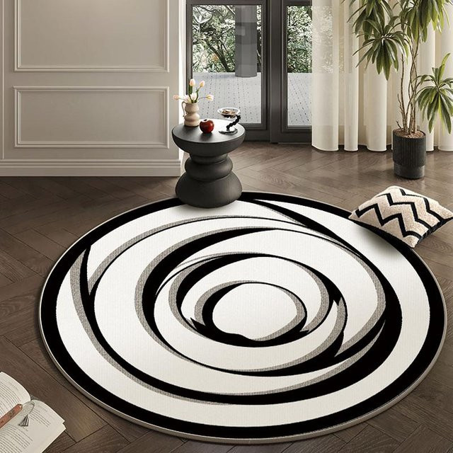 Runder Plüschteppich Karpetti in Weiß, weicher und flauschiger Bodenmatte für Wohnzimmer und Schlafzimmer, Durchmesser: 80 cm - Bild 1