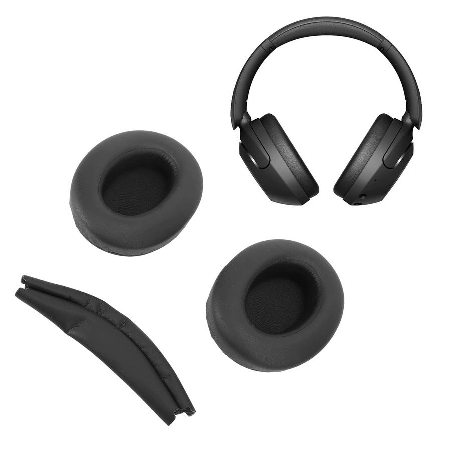 Sony Kopfhörer-Ohrpolster und Kopfbügel-Abdeckung aus Protein-Leder in Schwarz für WH XB910N - Bild 2