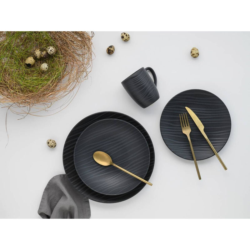 CreaTable Kombiservice Waves in Schwarz aus Steinzeug, 16-teilig - Bild 2
