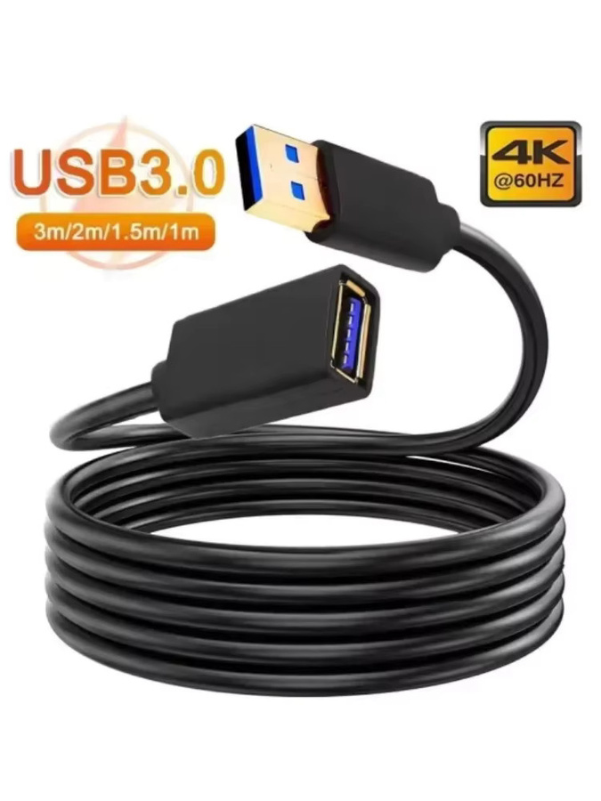 USB 3.0 Verlängerungskabel Schwarz für Smart TV, PS4 und Xbox zur schnellen Datenübertragung und Synchronisation - Bild 6