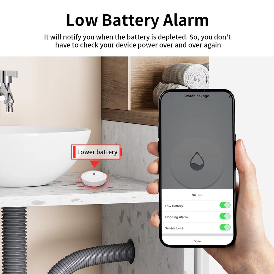 TNCE Tuya Zigbee 3.0 Smart Wasserlecksensor in Weiß zur Fernüberwachung via Smart Life App mit Überschwemmungsalarm und Kompatibilität für Alexa und Google Home - Bild 6