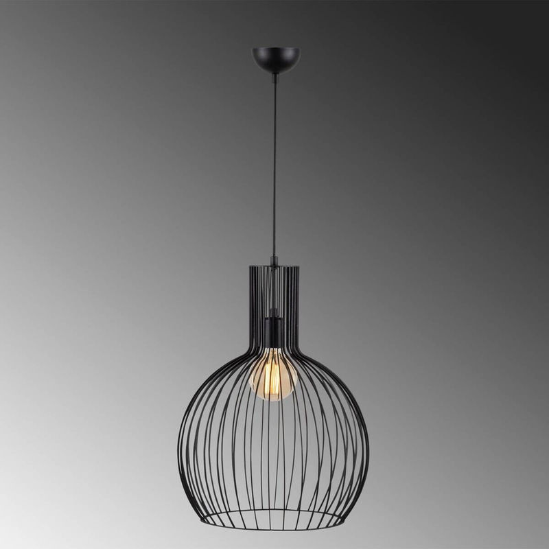 Opviq Pendelleuchte Fellini in Schwarz aus Eisen mit E27 Fassung, Höhe: 146 cm, Breite: 38 cm, Tiefe: 38 cm - Bild 2