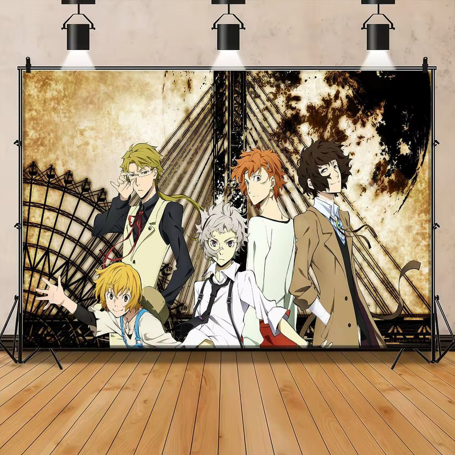Mesuca Bungo Stray Dogs Dazai Chuuya Anime Fotohintergrund mit Blumen- und Ballon-Motiv, Mehrfarbig, B: 70 cm, H: 70 cm - Bild 2