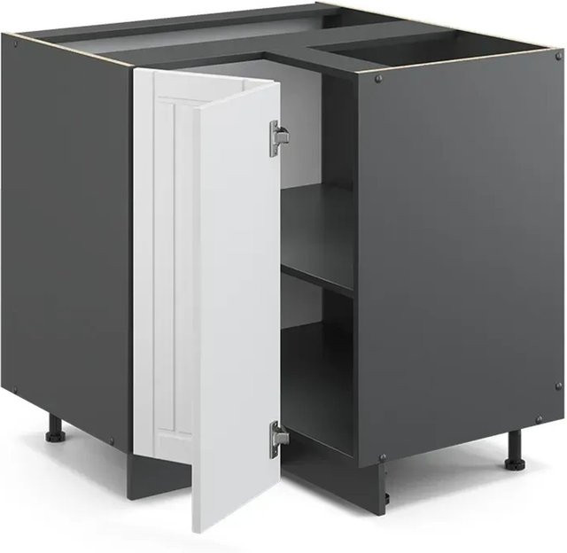 Vicco Eckunterschrank Fame-Line Landhausstil in Weiß und Anthrazit mit Soft-Close-Türen und Marmor-Optik, B/T/H: 80,5 x 60,0 x 82,0 cm - Bild 1