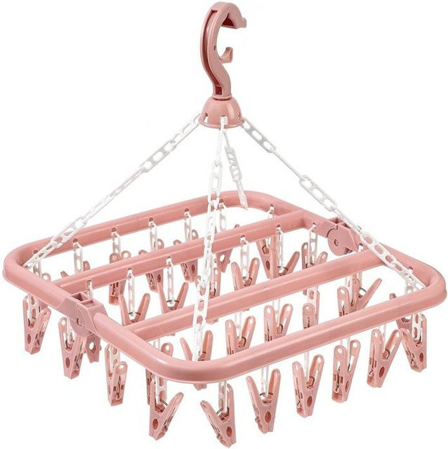 Elberta Faltbarer Kleiderbügel mit 32 Clips aus Kunststoff in Rosa - Bild 1