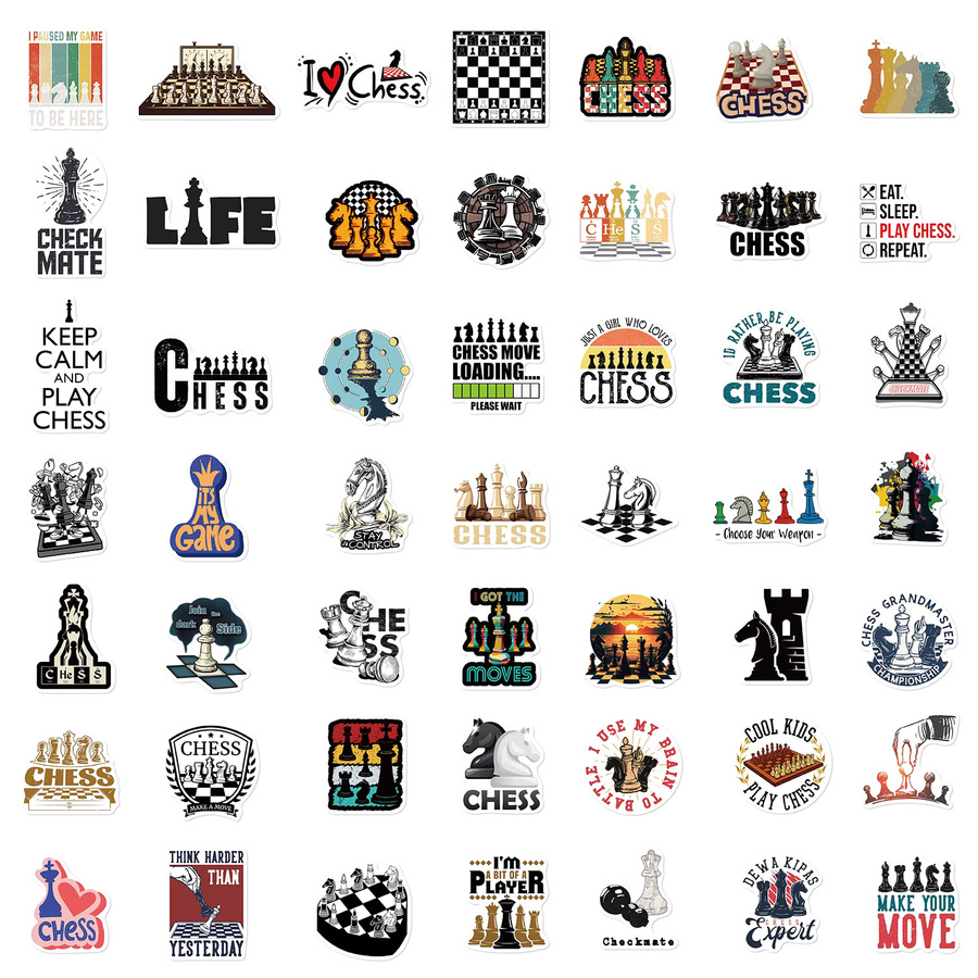 50 Stück Schach Spiel Aufkleber Set in Multicolour für Laptop, Telefon, Auto und Skateboard - Bild 3