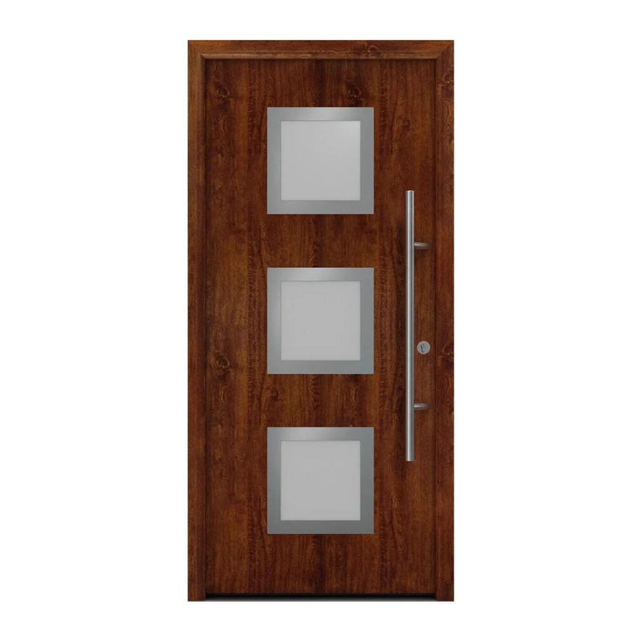 EcoStar Haustür Isopro Secur IPS 810S in Dark Oak mit Glaseinsatz, Farbe Braun, B/H: 110 x 210 cm, DIN Rechts - Bild 2