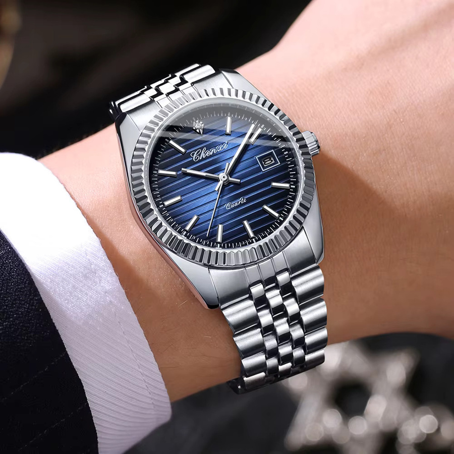 CHENXI Armbanduhr Quarz, Edelstahl, Blau, Herren - Bild 4