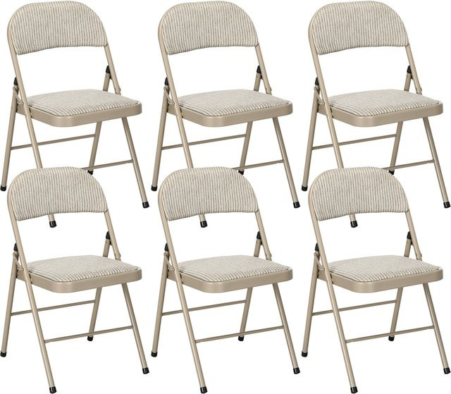 HOMCOM Klappstuhl mit gepolsterter Rückenlehne aus Stoff in Beige, klappbarer Stuhl mit Stahlrahmen für Büro, Küche oder Camping, belastbar bis 120 kg - Bild 1