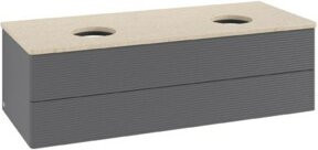 V&B Waschtischunterschrank Antao mit Frontstruktur in Anthrazit, B/T/H: 120 x 36 x 50 cm - Bild 1